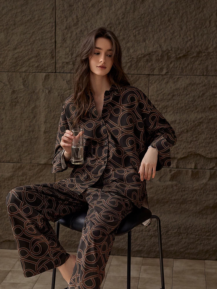 YUENEI Cotton Long-sleeved Fashion Casual Pajamas