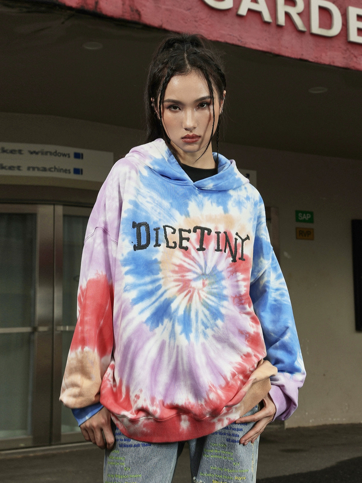 DICETINY Tie-dye Swirl Print Hoodie