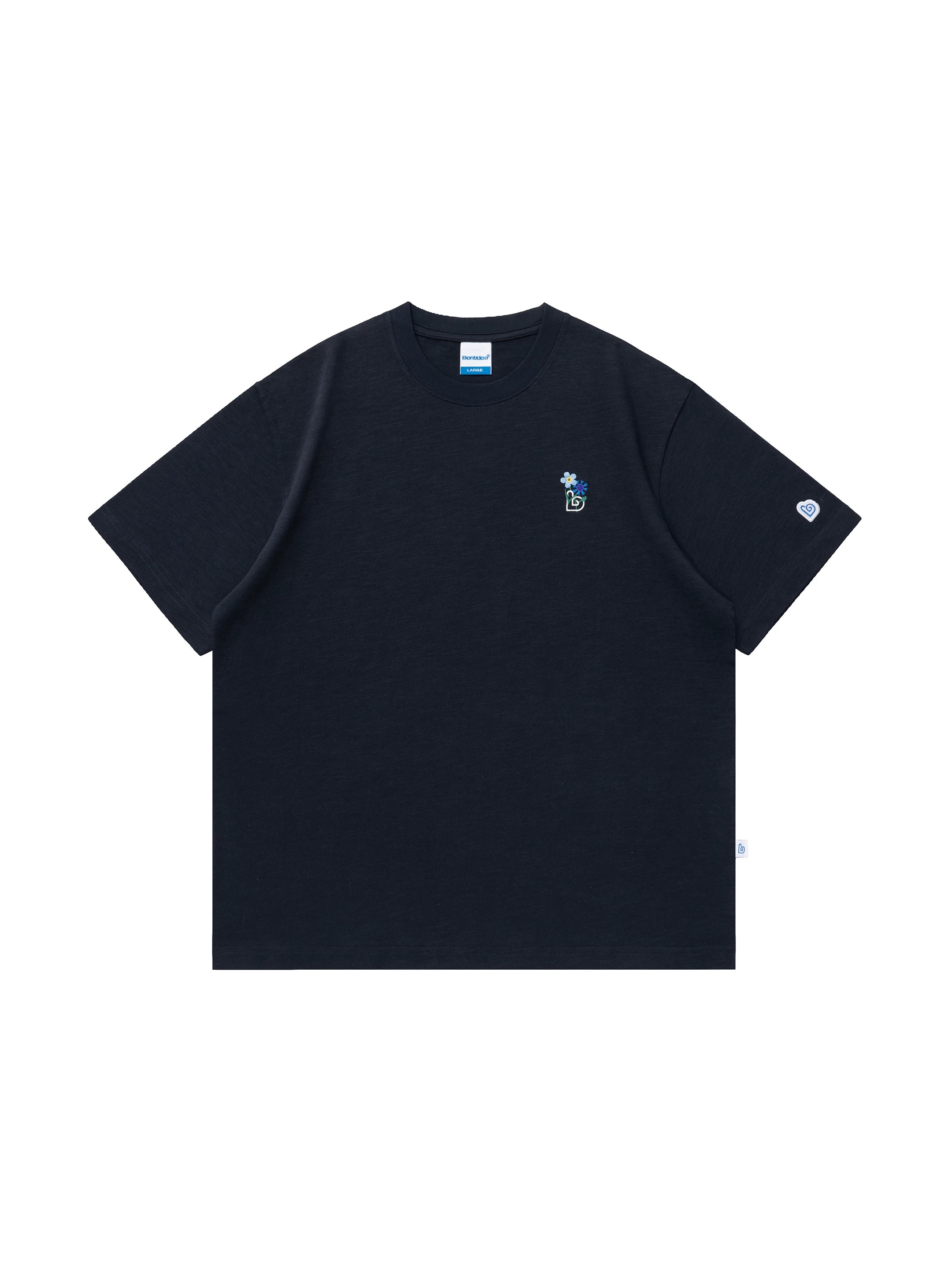 BENT IDEA Bouquet Embroidery Thickened Casual Versatile Tee