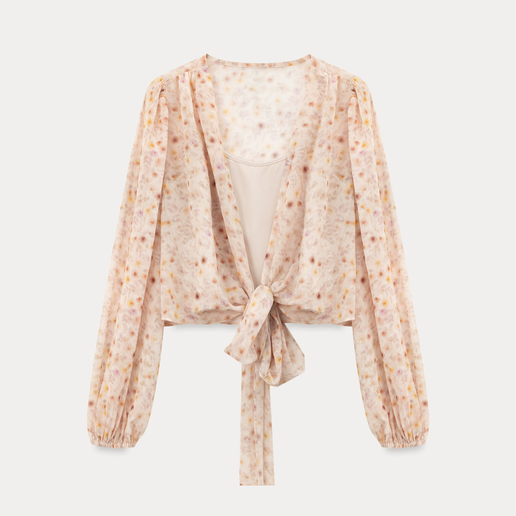EGGKA Temperament Floral Floral with Long Sleeves
