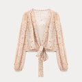 EGGKA Temperament Floral Floral with Long Sleeves