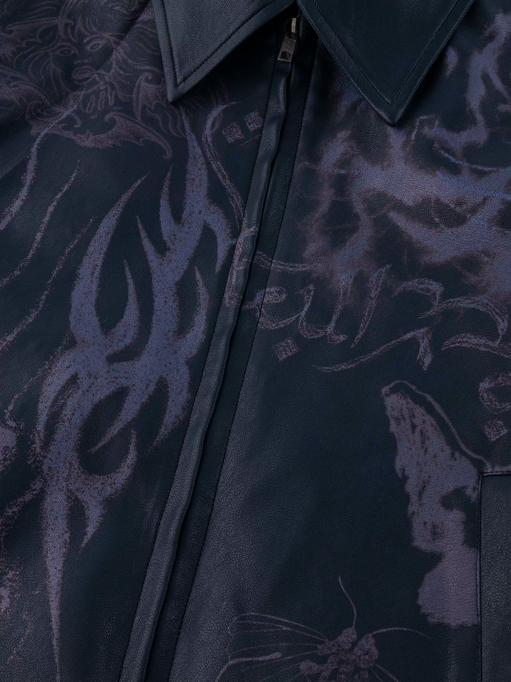 VETERANBOI TATOO PRINT LEATHER JACKET