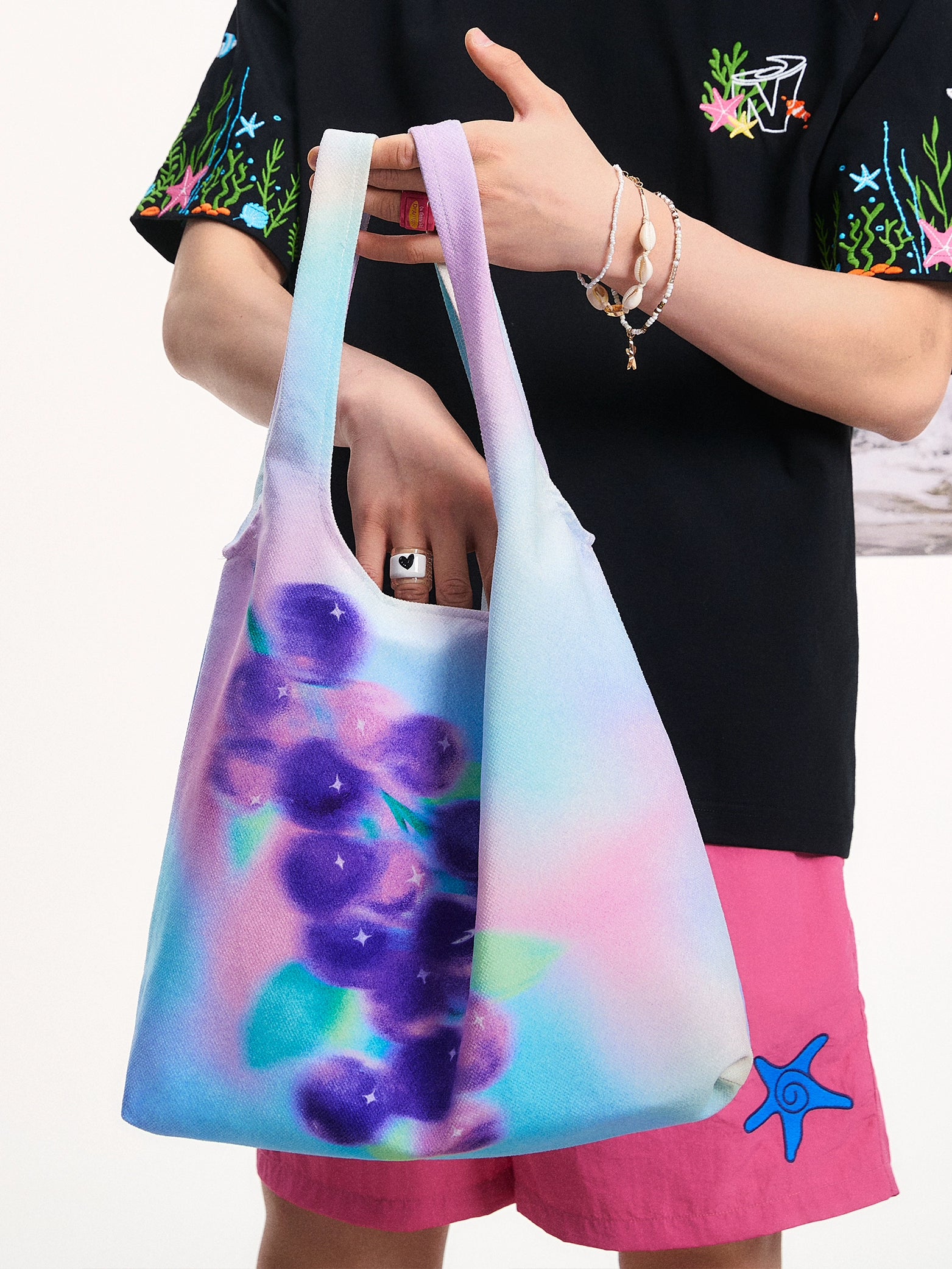 NewJNXS Gradual Change Fruit Print Handbag