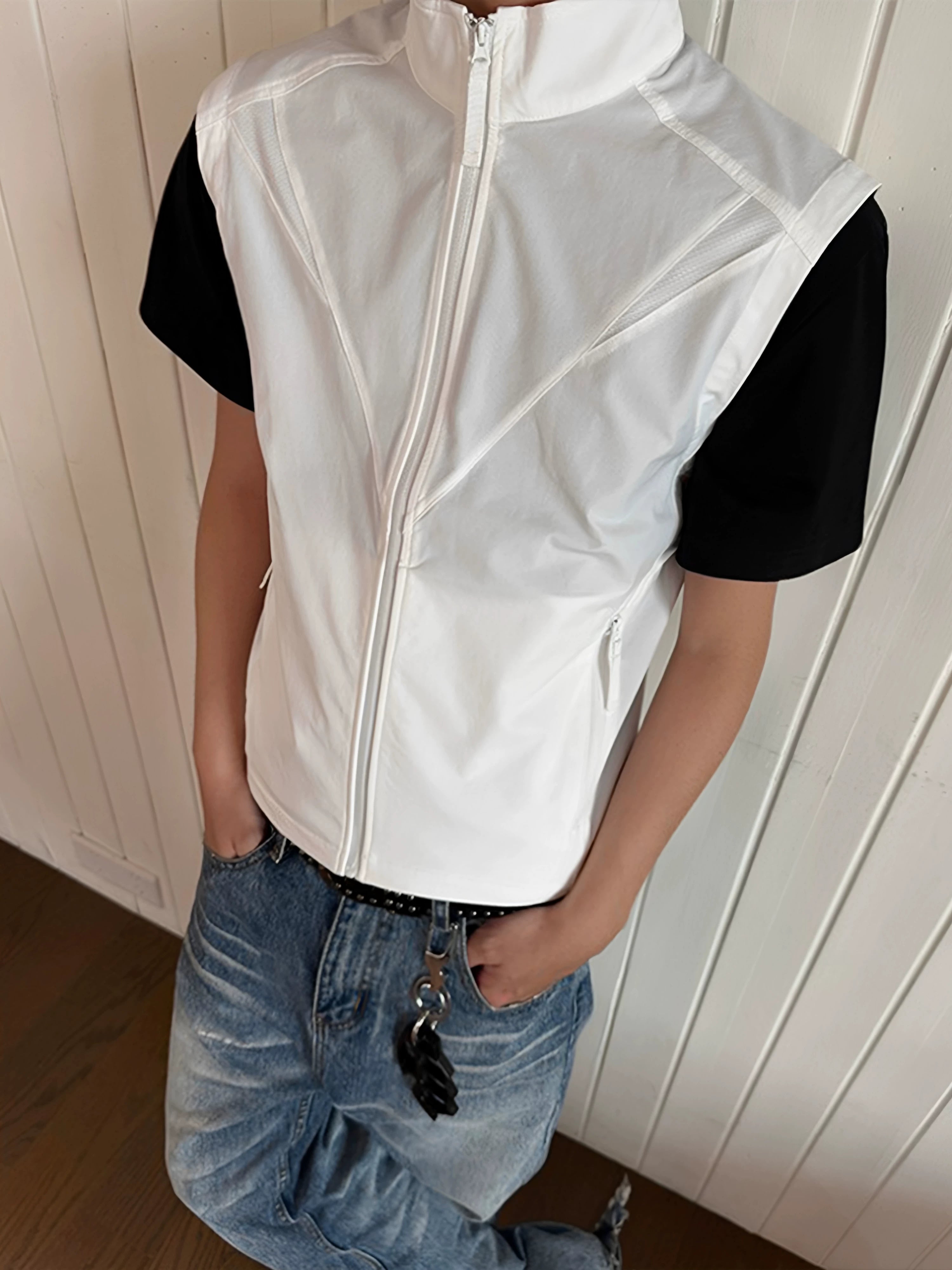 EME Quick-drying Breathable Light Stand-up Collar Zipper Vest