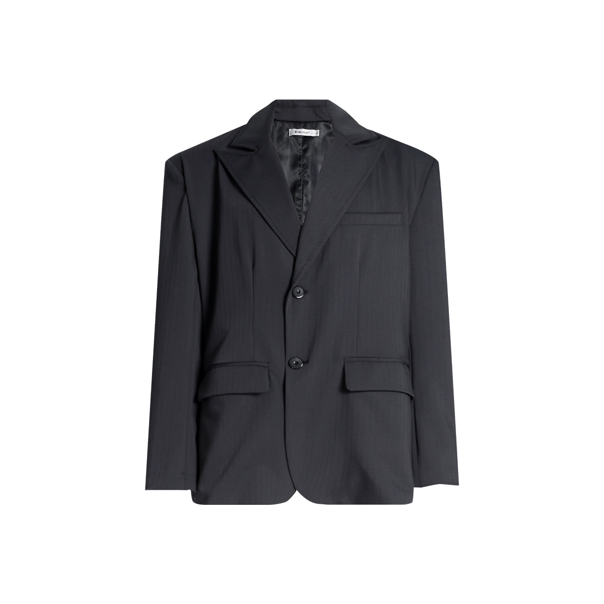 FUNKYFUN Dark Striped Wide Shoulder Padded Blazer