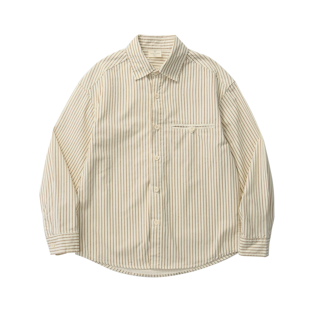 LIVINGTOWN Minimalist Pinstripe Lapel Loose Shirt