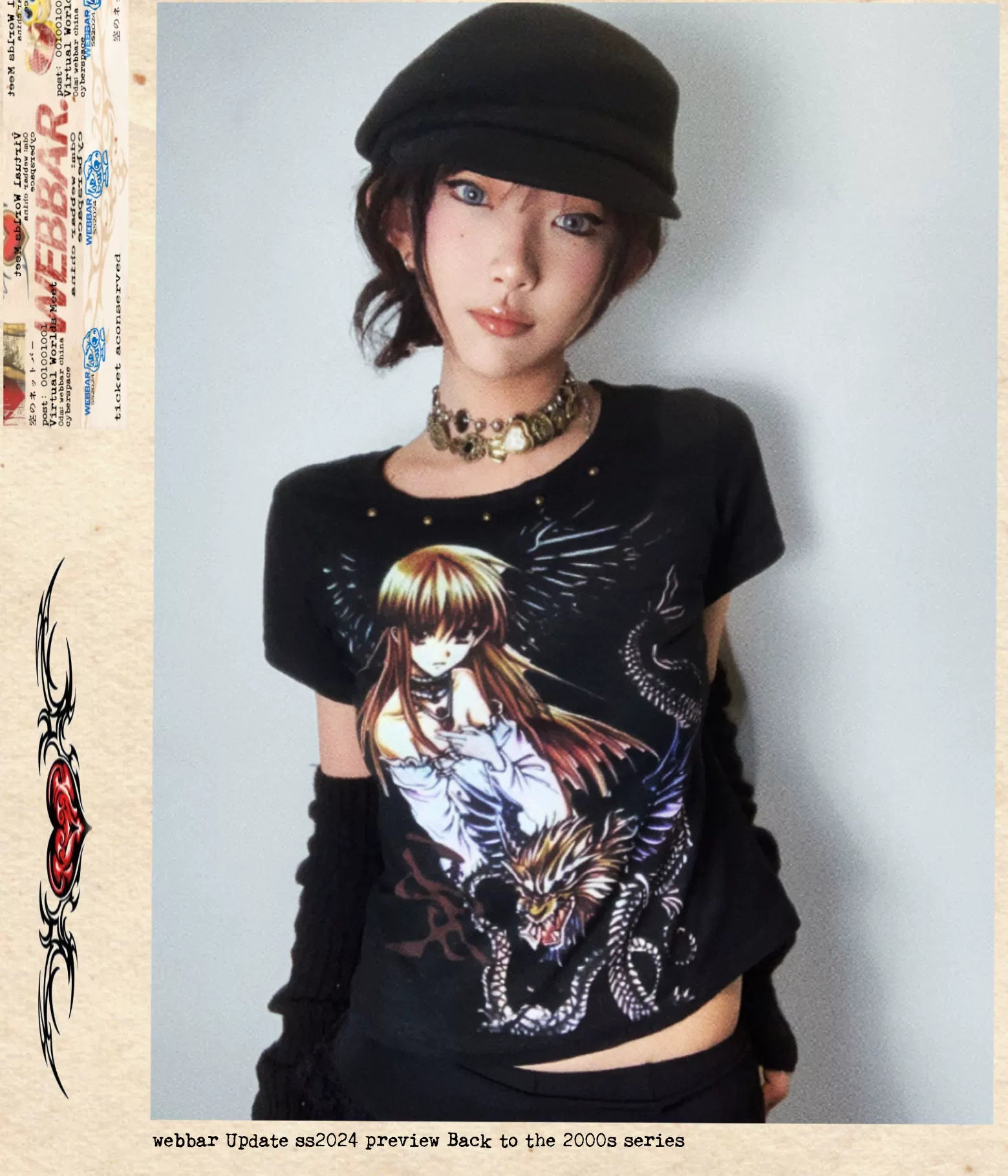 WEBBAR Ancient Day Miscellaneous Rivets Front Shoulder Tee