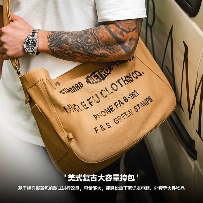 Madden Vintage Large Capacity Crossbody Letter Canvas Bag