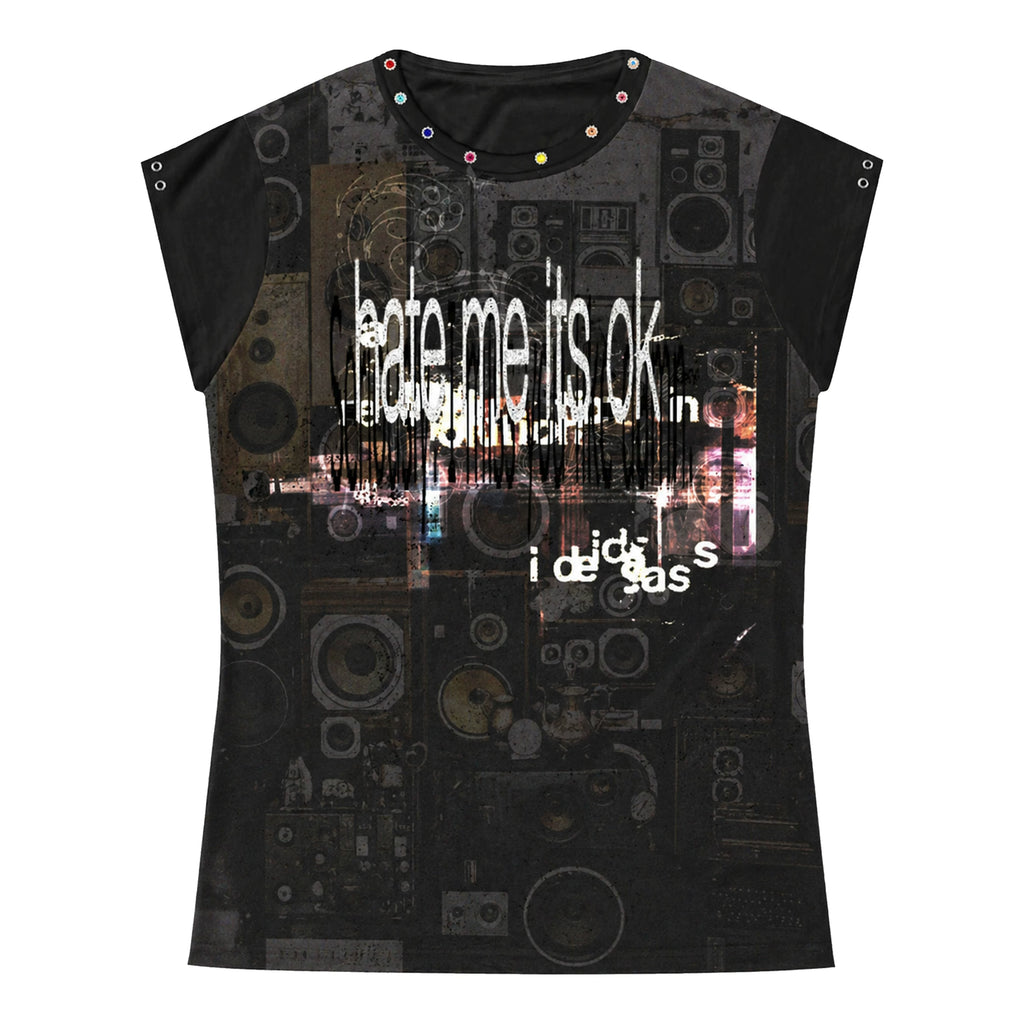 PAIKI Retro Rivet Casual Round Neck Tee