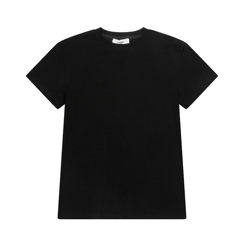 CRICLE CAGE Embroidery Slim Round Neck Versatile Tee