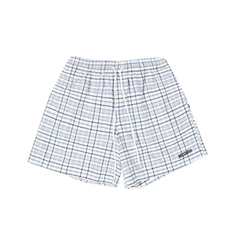 Madeinerror Casual Neutral Simple Plaid Shirt Shorts Set