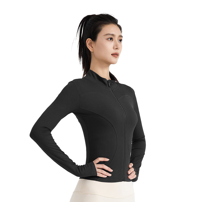TIANQINGSE Striped Quick-drying Slim-fitting Skinny Naked Sports Long Sleeve