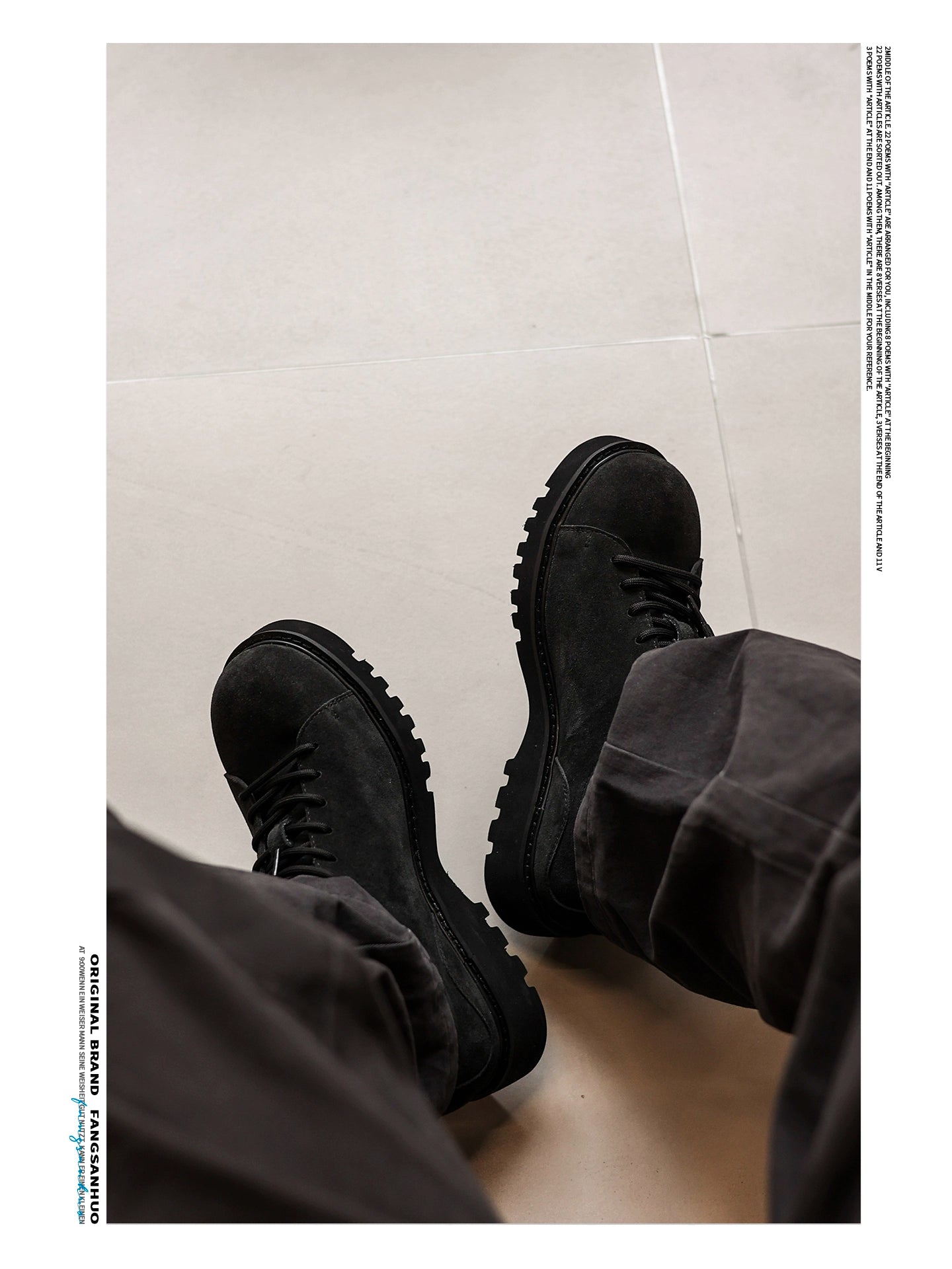 FANGSANHUO Anti-suede Thick-soled Vintage Cargo Round-toe Shoes