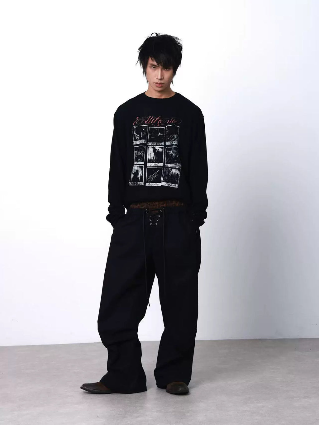 DETW Portrait Jiugongge Slogan Printed Sweater Knitted Sweater