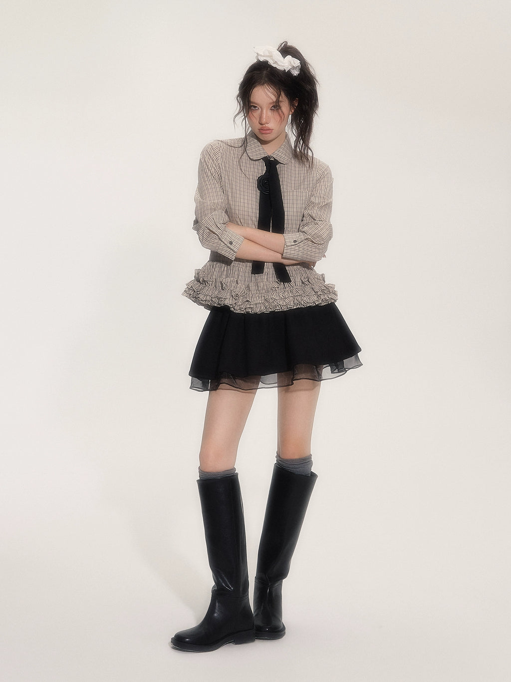 SASSY MOODY Lotus Leaf Edge Bottom Bud Long-sleeved Shirt