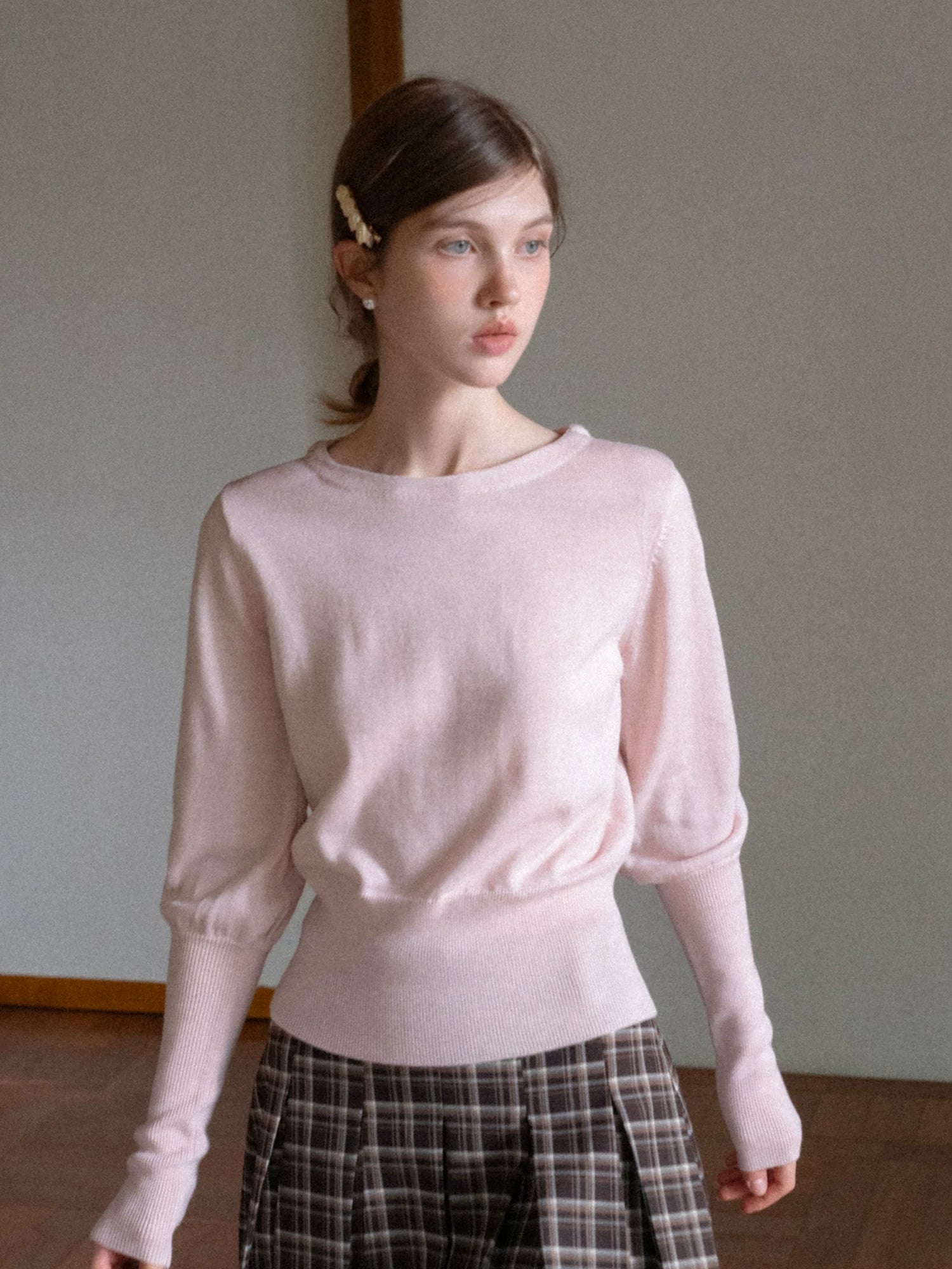 EGGKA Crew Neck Waist Wool Knitted Sweater