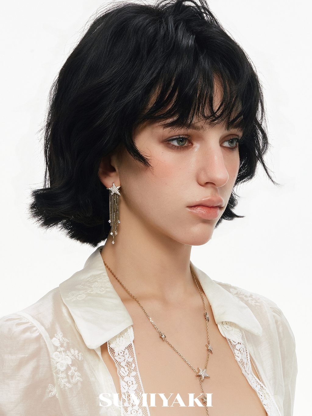 SUMIYAKI Burst Full Diamond Fringed Earrings