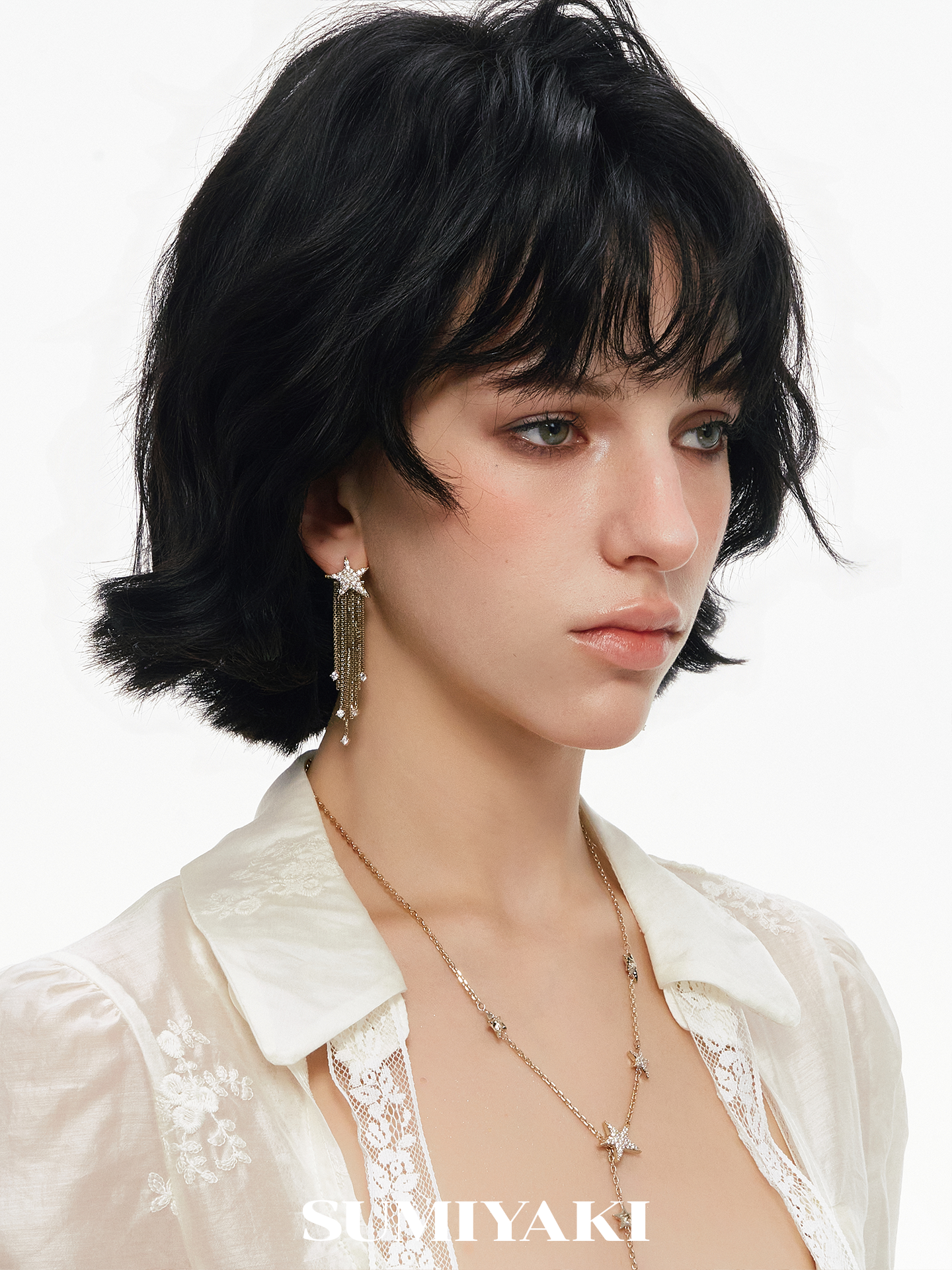 SUMIYAKI Burst Full Diamond Fringed Earrings
