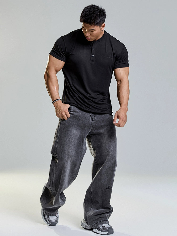 Muscle Dog Polo Collar Athleisure Breathable Tee