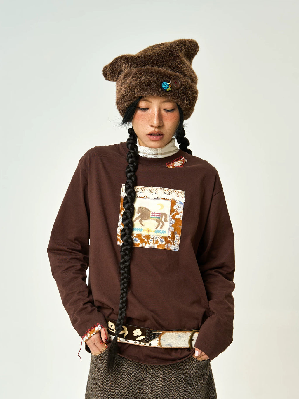 Enteralt Handmade Button Faux Fur Cat Ear Beanie