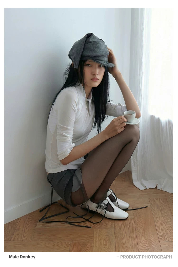 Donkey Thick Heel Square Head Light Mouth Single Shoes