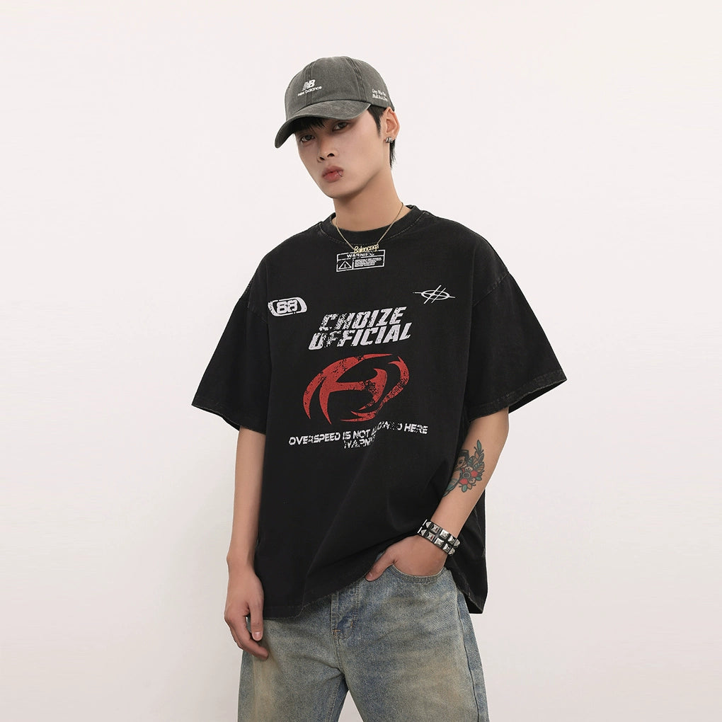 (Clearance) BTSG * American Vintage Washed Old Motorcycle Short Sleeve Tee
