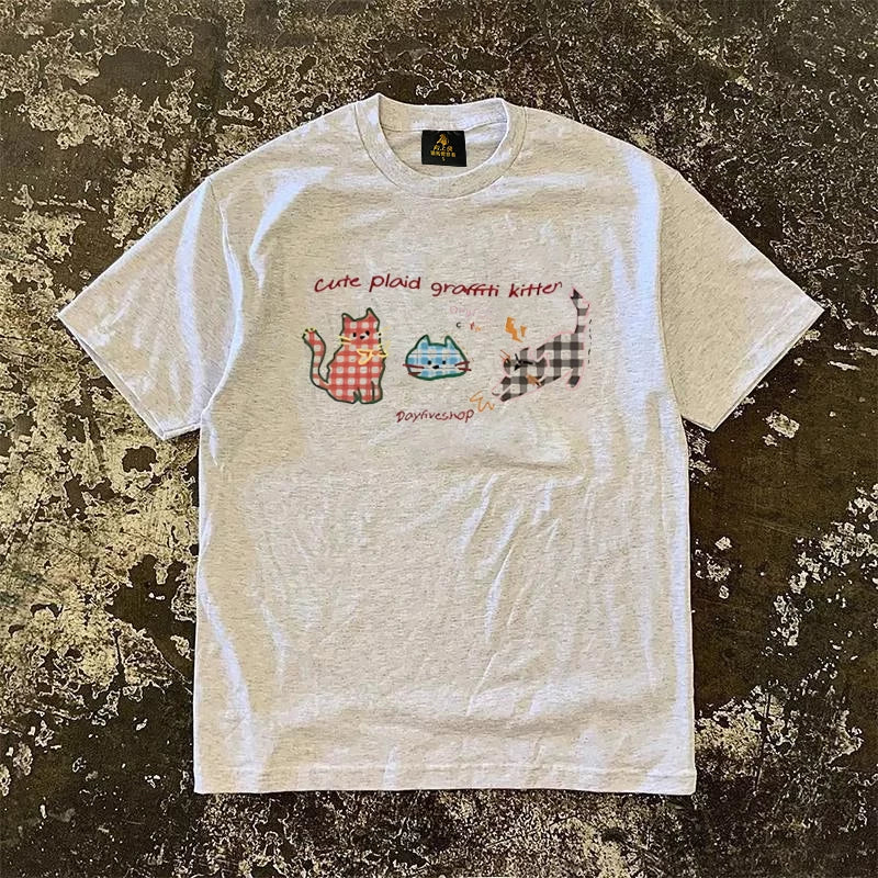 UPUPXIA  Cartoon Print Casual Versatile Tee