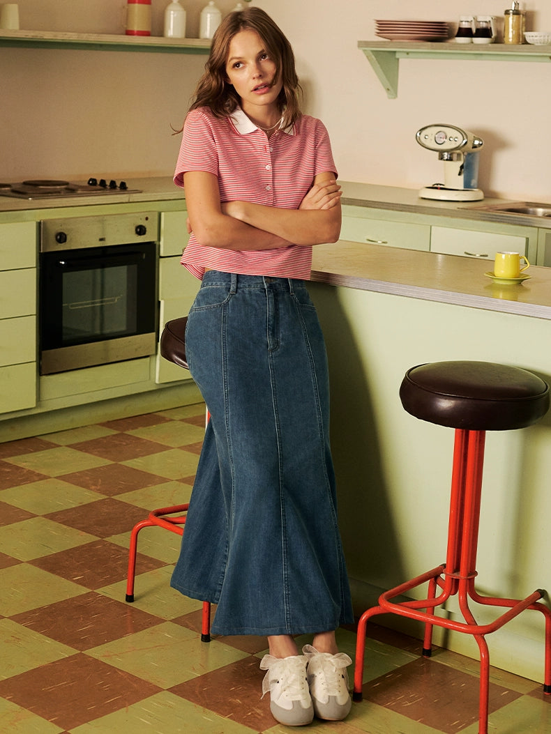 GU Striped POLO Shirt Slim-fit Short