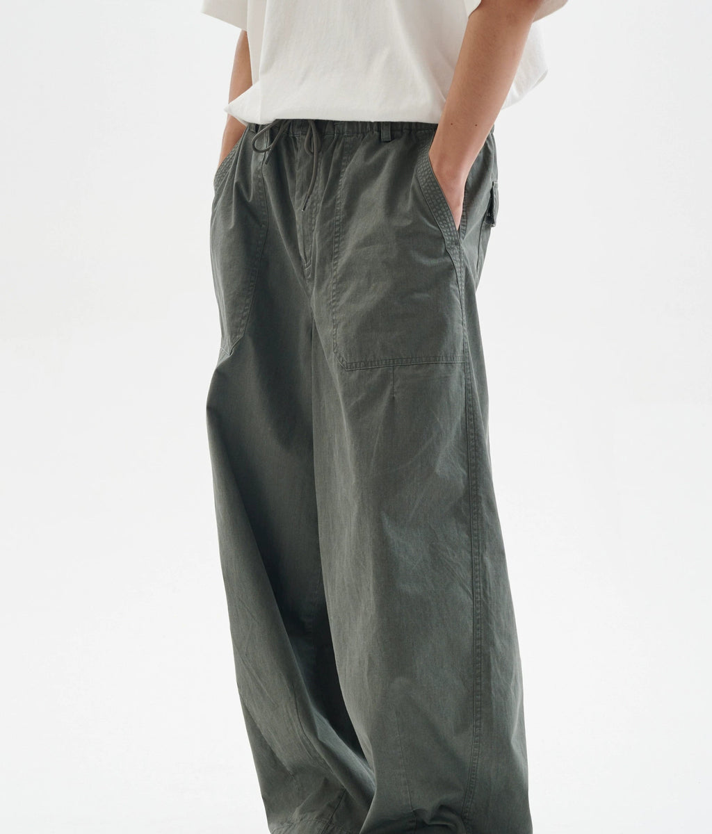 BUTTBILL enzyme washed silhouette commuter deck Japanese straight loose Pants