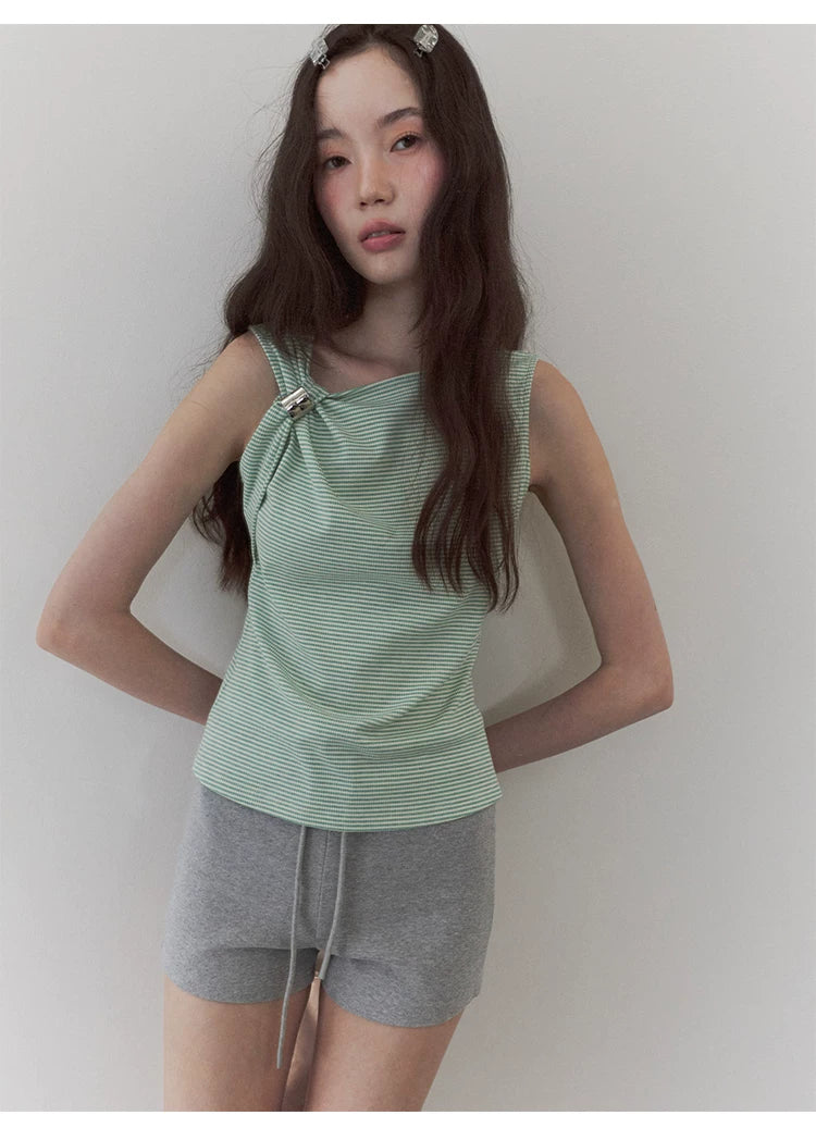VOOE Irregular Kink Contrasting Striped Vest