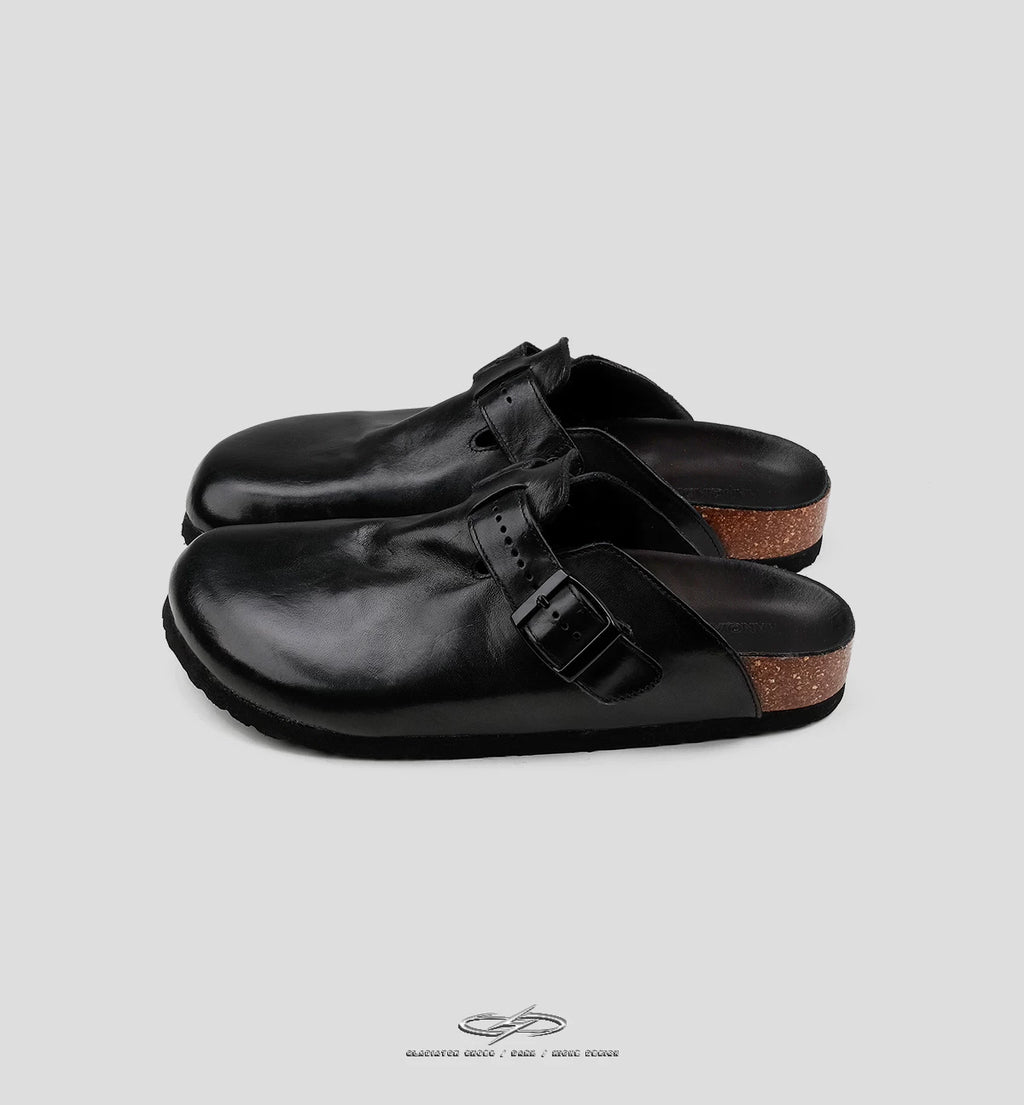 HANQIA Horse Leather Versatile Lazy Bag Head Muller Slippers