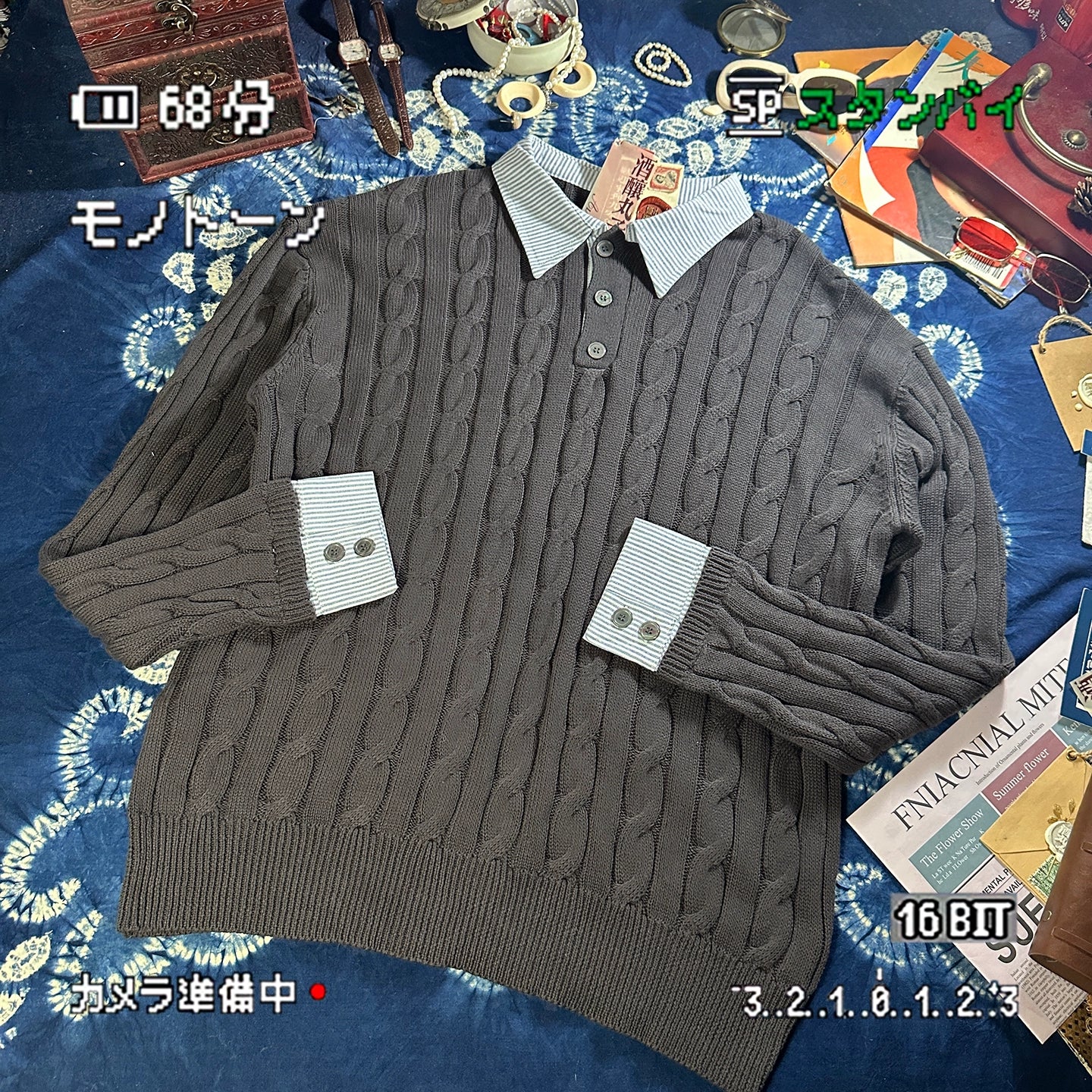 ALOHA Vintage Lazy Slack Fake Two-piece Sweater