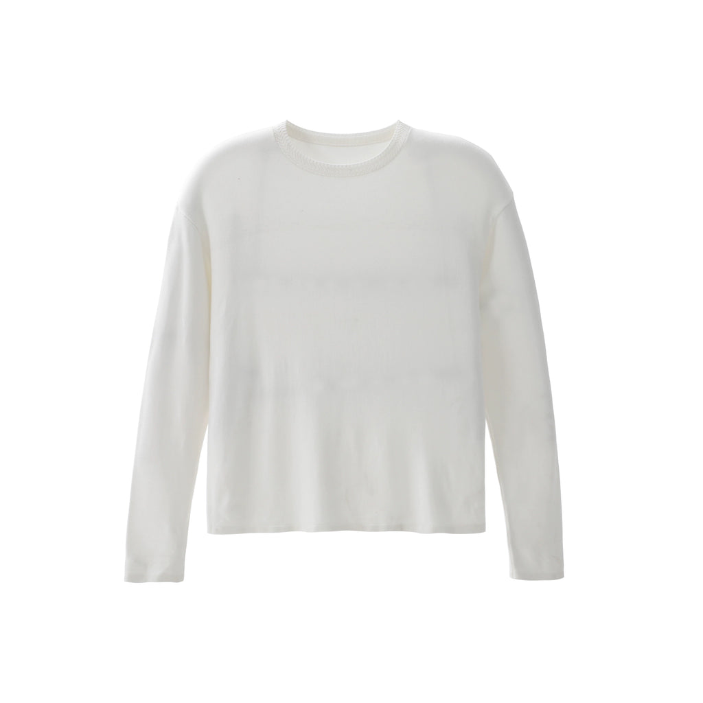 ZOZOFOREST Row Style Wheat Ear Collar Old Money Basic Commuter Base Knitted Long Sleeve