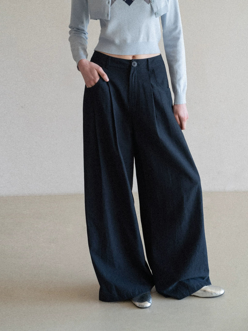 EGGKA Simple and Versatile Casual Wide-leg Pants