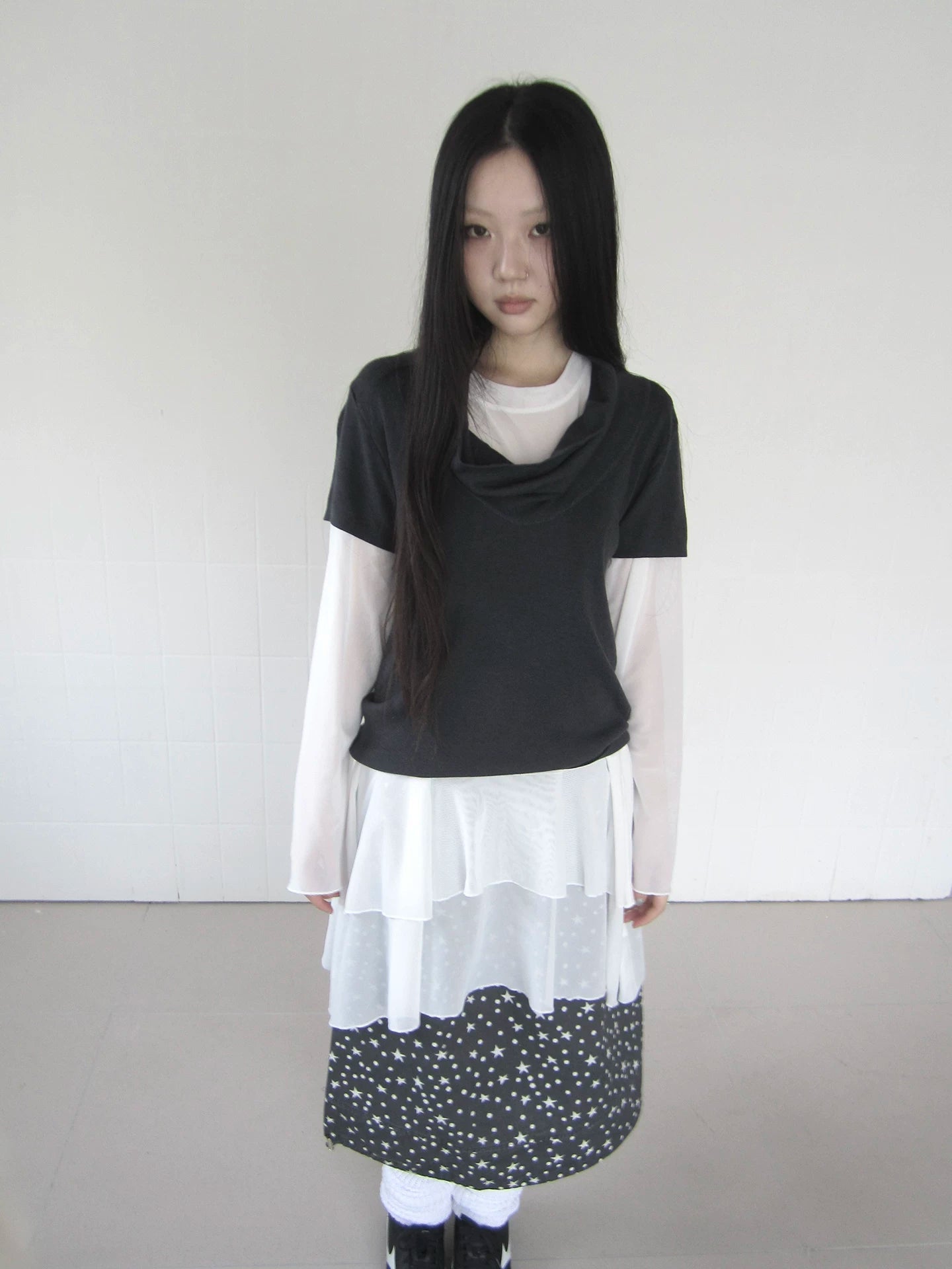 Ang: Project Retro Simple Elastic Slim Knitting Tee