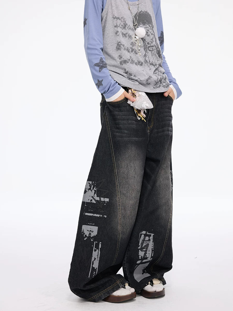 MOMSAYCAN Scimitar Wide-leg Jeans