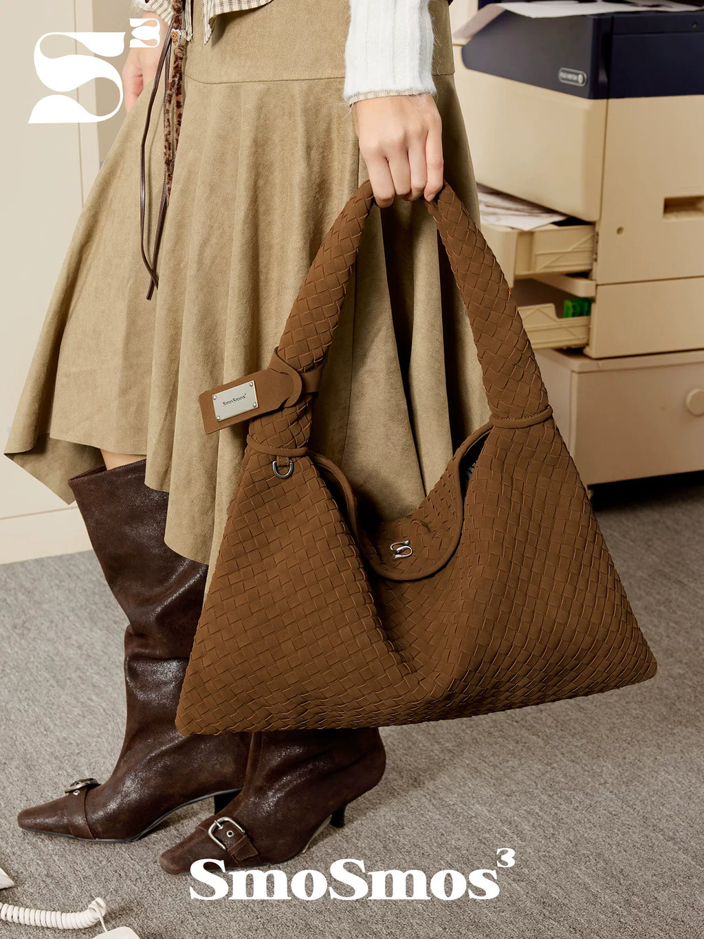 SmoSmos Hand-woven Frosted Leather Underarm Bag