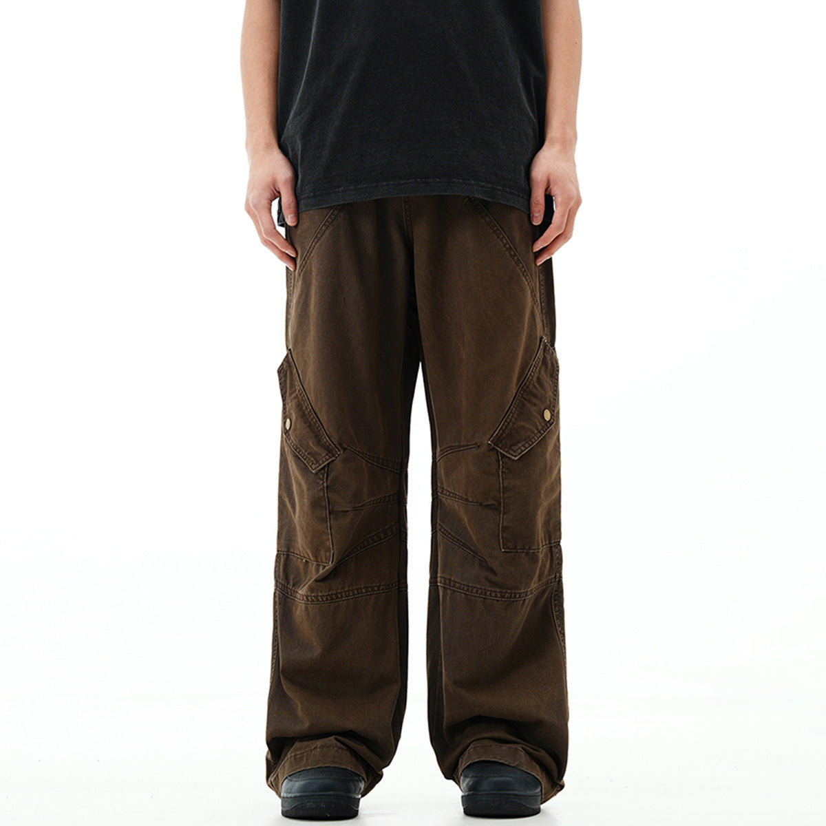 11KN Large Pocket Retro Straight Casual Trousers