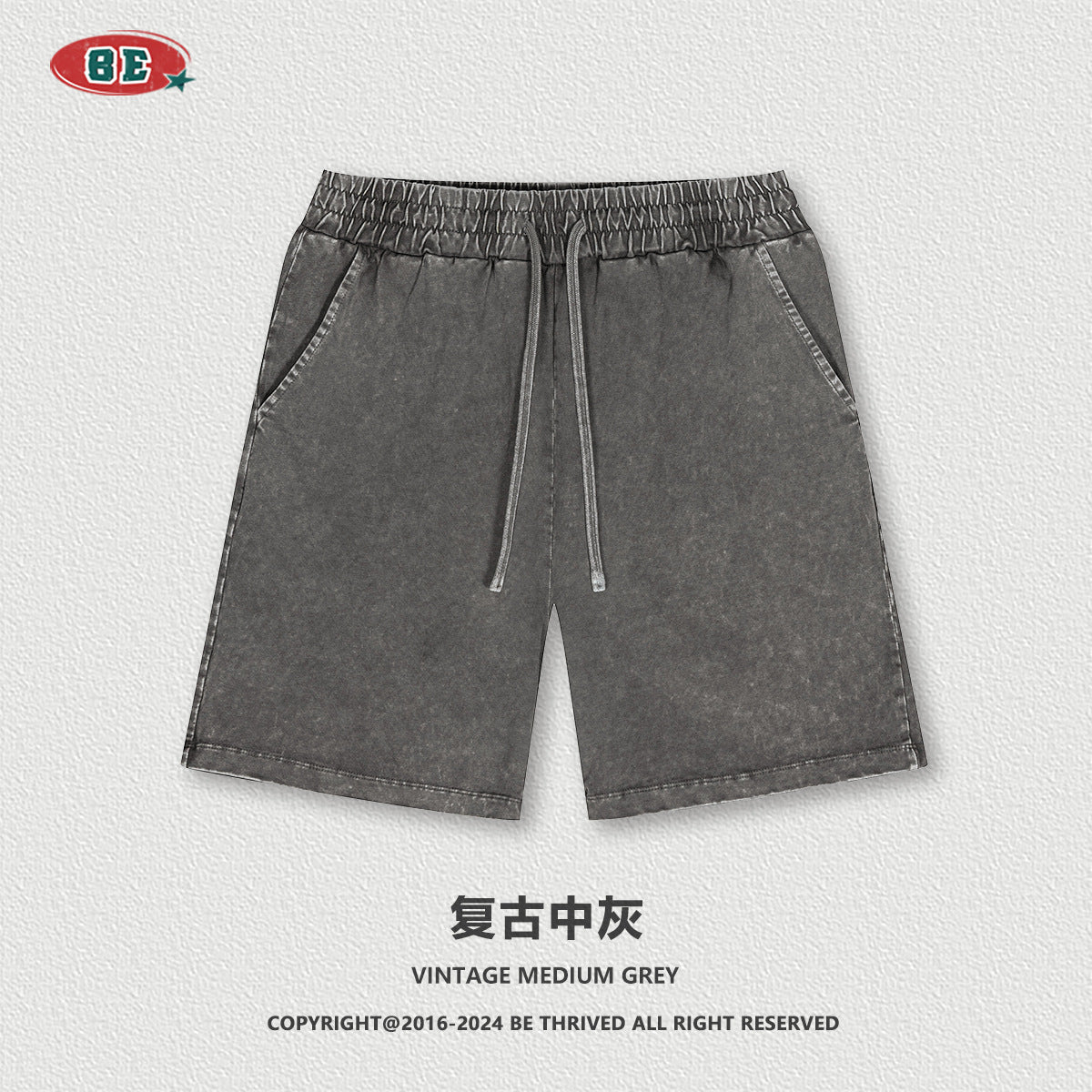 BE Five-point Washed Snowy Shorts