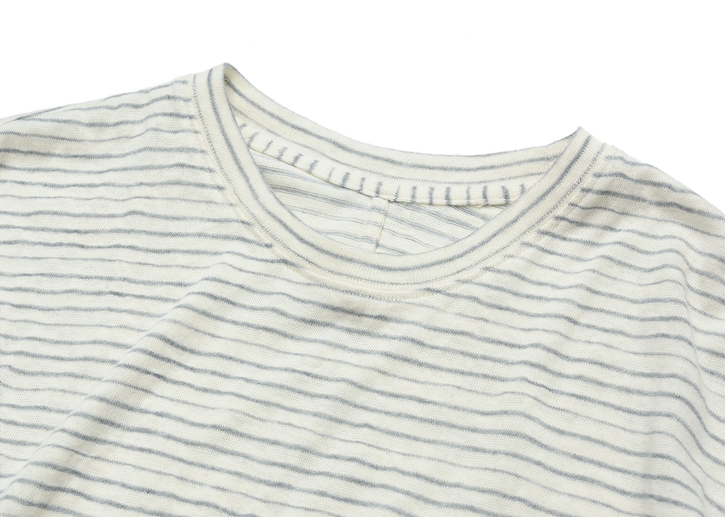 Set for Life Striped Lazy Casual Short Wide Crew Neck Long Sleeve