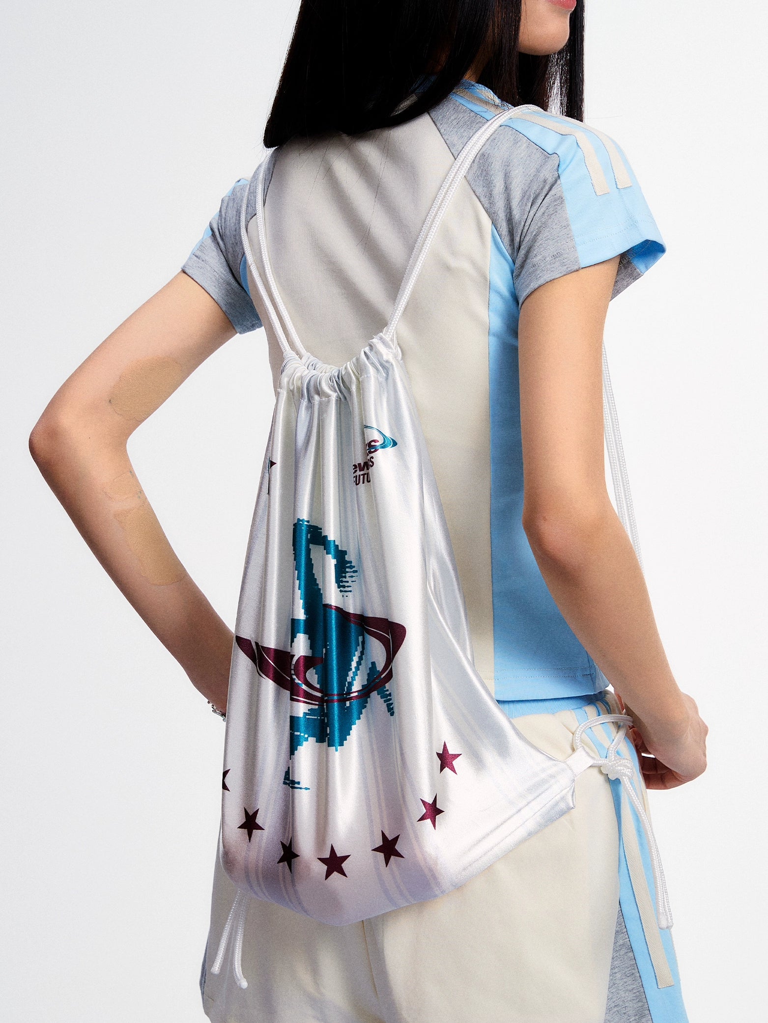 NewJNXS Crystal Forged Sports Stripe Drawstring Bag