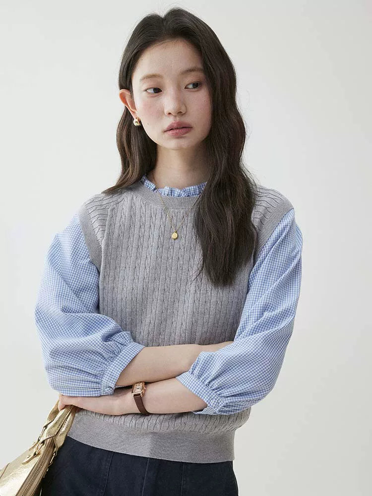 VOOE Crew Neck Stacked Knitted Vest
