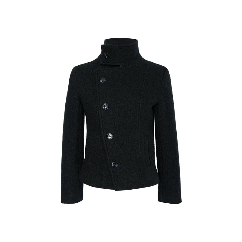 Audwyn 100 Wool Stand-Up Collar Skinny Versatile Coat