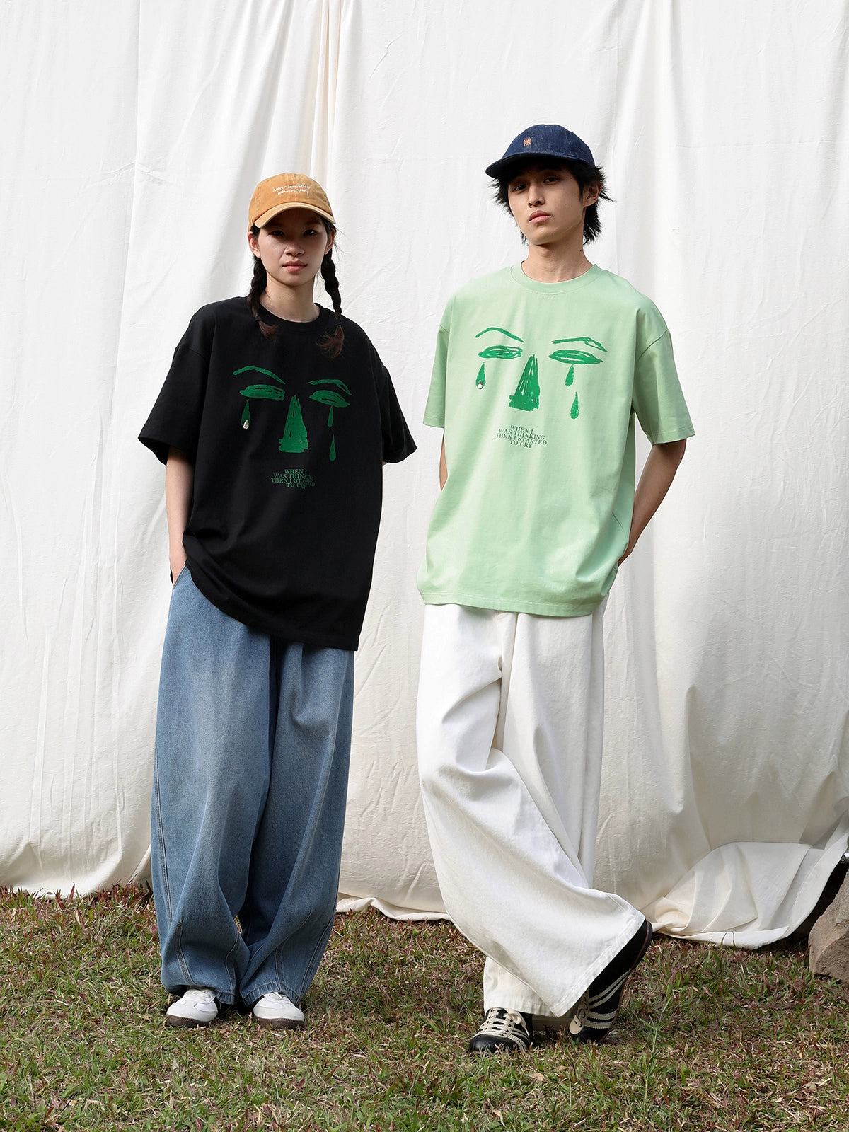 Mentmate Face Graffiti Print Tears Sticker Drill Tee