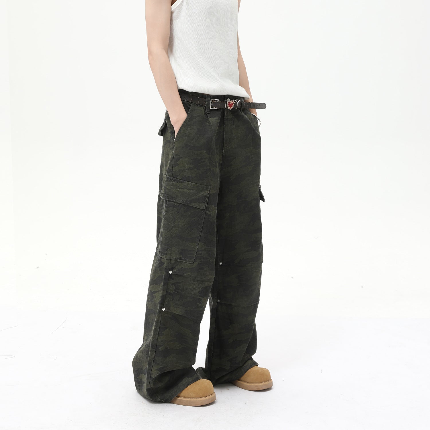 MTLCLOTHES Camouflage Loose and Versatile Jeans
