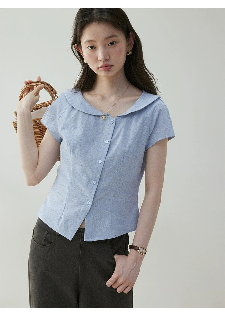 VOOE Irregular Doll Collar Short Shirt