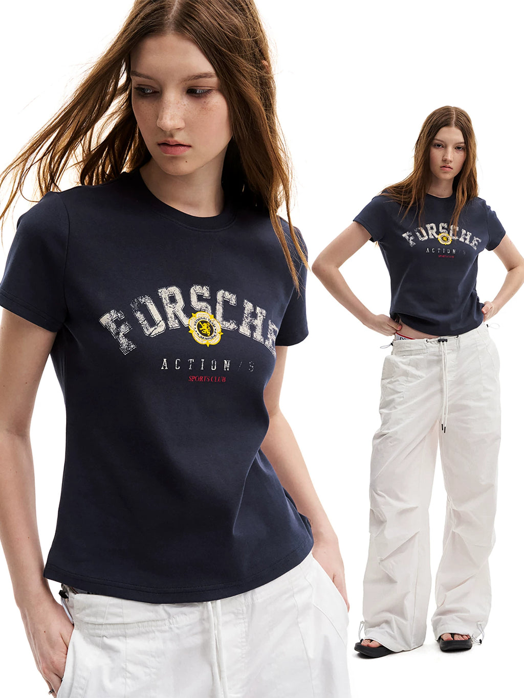 0123Start Retro Letter Print Crew Neck Tee