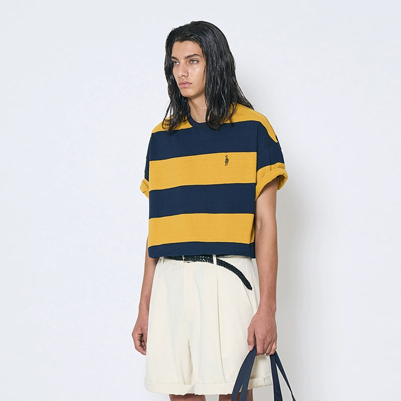 PARTIMENTO Coarse Striped Contrasting Tee