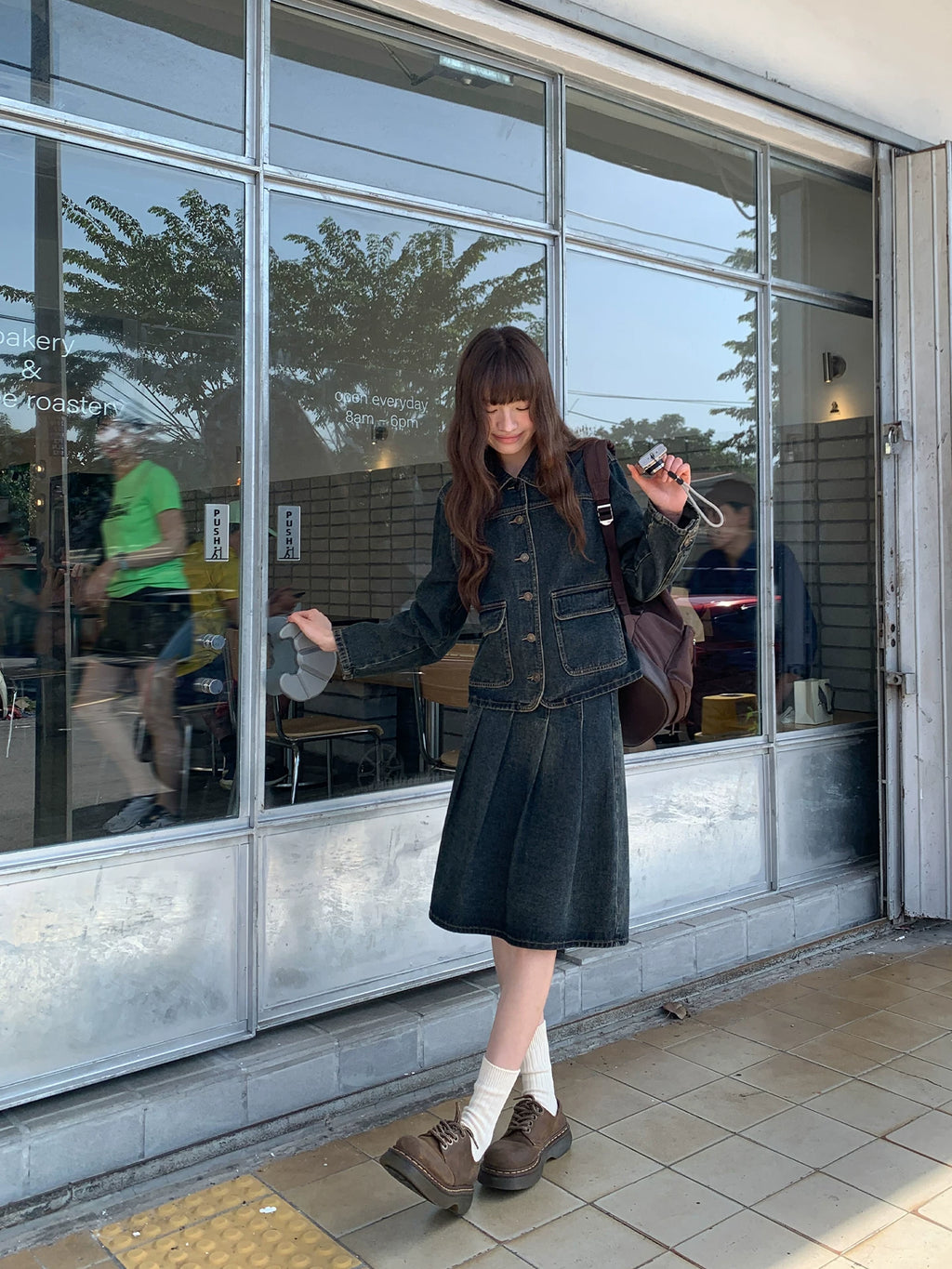 KANO Vintage Denim Jacket Skirt Set