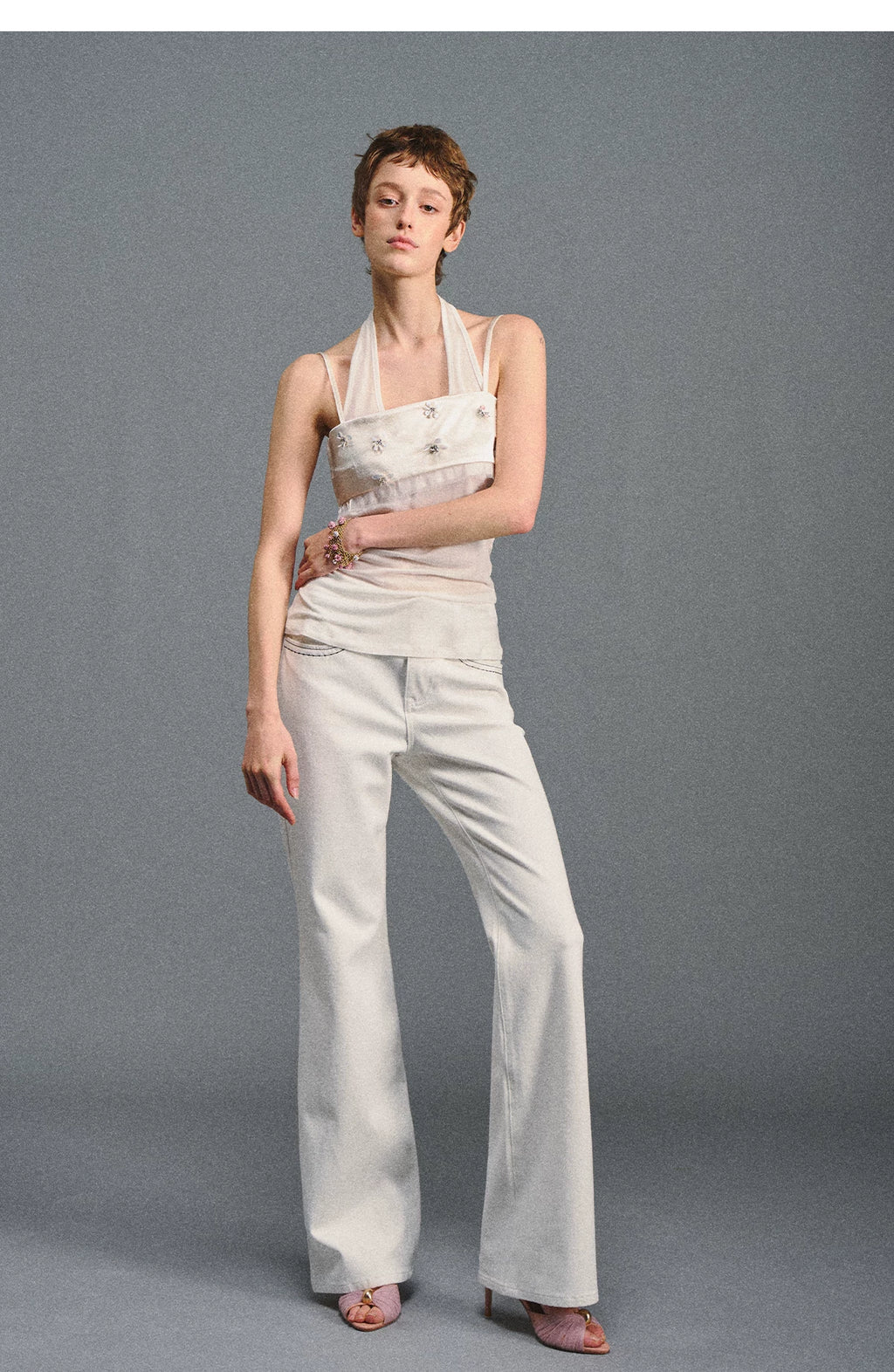 AGAM Contrast Waist Straight Pull Casual Pants